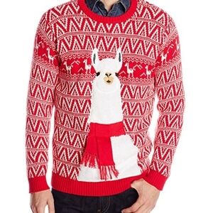 Festive Red Llama Crewneck Sweater
